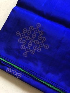 Nalli Silk Sarees, Blue Silk Saree, Kanjivaram Sarees Silk, Kolam Design, Cotton Blouse Design