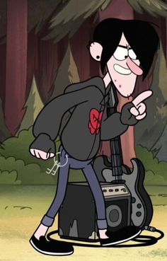 a cartoon character with an electric guitar