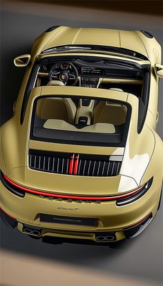 the top view of a gold sports car