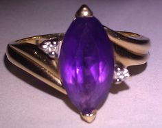 14K YELLOW GOLD AMETHYST AND DIAMOND RING Size 6.5 Weighs 3 grams Shipped insured/delivery confirmation I guarantee item to be exactly as described and pictured. Purple Marquise Cut Amethyst Ring For Anniversary, Purple Amethyst Marquise Cut Ring For Anniversary, Marquise Amethyst Ring With Prong Setting, Purple Marquise Amethyst Ring With Prong Setting, Purple Diamond Cut Amethyst Ring For Anniversary, Purple Marquise Cut Amethyst Ring For Formal Occasions, Formal Purple Amethyst Ring Marquise Cut, Beautiful Rings Vintage, Locket Ring