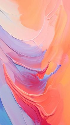 an abstract painting with blue, pink and orange colors