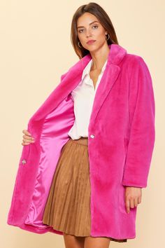 Good Intentions Teddy Long Coat-Coats-Vixen Collection Long Teddy Coat, Pink Faux Fur Coat, Soft Teddy, Pink Faux Fur, Teddy Coat, Fuchsia Color, Faux Fur Coat, Quality Fashion, How To Feel Beautiful