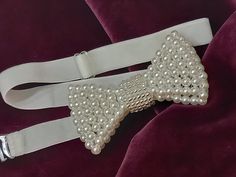 Bow tie in white, White pearls bridal bow tie, White Bow tie, Bow tie for man for woman, 30 pearly wedding anniversary bow tie, Gift for him A beautiful, unique, hand-sewn bow tie made of white acrylic pearls and glass beads with a velvet ribbon, all in white. A special accessory for a man.   A 30th wedding anniversary gift for a husband. I do everything by hand! I sew the beads by hand, and the strap with a clasp is also sewn by hand. The colors in the photos may be slightly different in realit Bridal Bow, White Bow Tie, 30th Wedding Anniversary, Tie Bow Tie, Mad Hatter Tea, Mad Hatter Tea Party, Tie Bow, Mens Bow Ties, White Bow