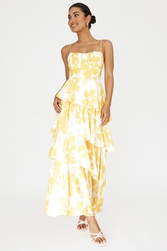 Hopeful Tiered Layered Maxi Dress Yellow by Selfie Leslie