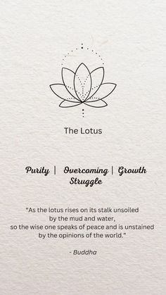 the lotus logo on top of a white piece of paper with black writing and an image of a flower