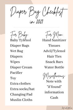 diaper bag checklist for mom and baby Diaper Caddy Essentials, Road Trip With Baby, Baby Tylenol, First Time Mom Tips, Baby Road Trip, Diaper Bag Checklist, Baby Belle, Mom Working