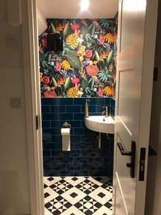 Funky Bathroom, Bathroom Under Stairs, Small Shower Room, Half Bathroom Decor, New House Bathroom