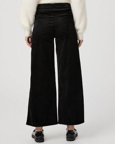 This extra wide leg is designed with a high-rise and a cropped ankle length silhouette. This on-trend style is cut from our ultra-soft velvet corduroy in black with just the right amount of stretch for a perfect fit. | Harper Ankle Wide Leg Pant - Black Velvet Corduroy | Size 23 Trend Style, Wide Leg Pant, Soft Velvet, Black Velvet, Ankle Length, Black Pants, Wide Leg Pants, Wide Leg, High Rise