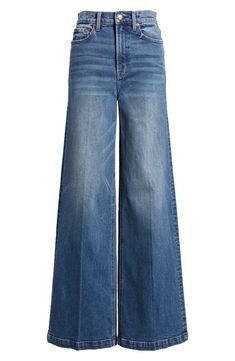 Pistola Lana High Waist Wide Leg Jeans | Nordstrom Light Wash Wide-leg Denim Flare Jeans, Fit And Flare Jeans, Non-stretch Wide Leg Flare Jeans In Medium Wash, Medium Wash Cotton Wide-leg Flare Jeans, Faded Wide-leg Fitted Jeans, Non-stretch Wide Leg Flare Jeans With Button Closure, Shifting Outfits, School Ootd, High Waist Wide Leg Jeans