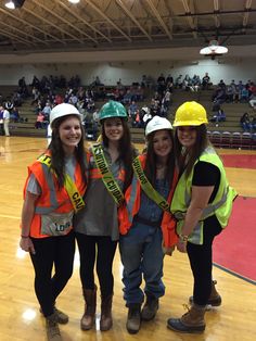 Construction worker student section theme! Construction Theme School, Neon Student Section, Student Section Ideas, Student Section Themes, Football Season Outfits, Construction Outfit, Student Section, Hockey Outfits