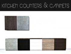 the kitchen counters and cabinets are designed to look like they have been made out of concrete