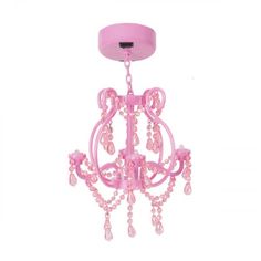 a pink chandelier hanging from the ceiling