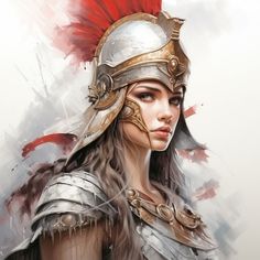 Female Hoplite, Female Viking, Athena Tattoo, Valkyrie Tattoo, Girl Face Drawing, Warrior 1, Procreate Illustration, Viking Woman, Pagan Witchcraft