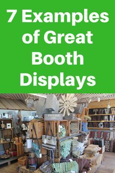 the book cover for 7 examples of great booth displays with lots of items on display