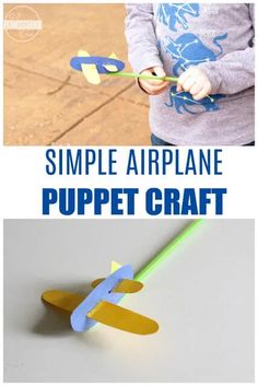 the simple airplane puppet craft is perfect for toddlers to make