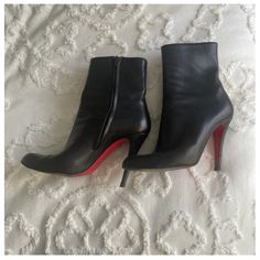 Originally $1400 Bought Off The Real Real In 2022, See Photo. The Realreal Had Them Incorrectly Listed As Christian Dior Not Christian Louboutin .Not Worn, Needs Some Love And Resoling. Size 38.5 Which Was Too Small For Me As A Us Size 8. Please Know Your Size. Leather Mid-Calf Boots Black Semi-Pointed Toes Stiletto Heels Concealed Zip Closure At Sides Heel: 4 Inches Authentic, Selling Low Based On Their Condition And Desire To Move Them Since They Don’t Fit. Louboutin Boots, The Real Real, Christian Louboutin Boots, Real Real, Calf Boots, Mid Calf Boots, Christian Louboutin Shoes, Boots Black, Mid Calf