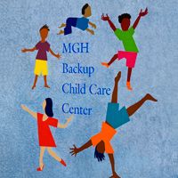 four children are jumping in the air with their arms up and hands out to each other, which says mch backup child care center