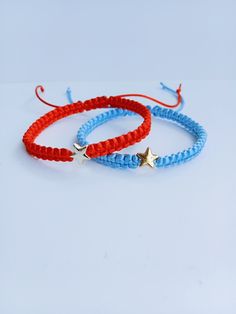 Couple bracelet Adjustable Friendship Bracelets With Star Charm, Adjustable Friendship Bracelet With Star Charm, Handmade Star Charm Bracelet Adjustable, Handmade Star-shaped Adjustable Charm Bracelet, Adjustable Bracelet With Star Charm, Handmade Star-shaped Friendship Bracelets, Star-shaped Red Bracelets As Gifts, Red Star-shaped Bracelet For Gift, Bracelets For Couples