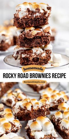 rocky road brownies recipe with marshmallows on top and in the middle