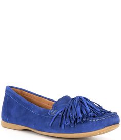 From Flag LTD.&#x2C; the Nicole Suede Fringe Loafers feature: Suede upper Leather lining Rubber outsole Slip-on closure Fringe details Imported Casual Tassel Loafers With Round Toe For Spring, Casual Tassel Loafers With Round Toe For Summer, Casual Summer Tassel Loafers With Round Toe, Spring Casual Blue Moccasins, Spring Casual Flat Tassel Loafers, Casual Tassel Loafers For Spring, Suede Fringe, Dillard's, Latest Trends