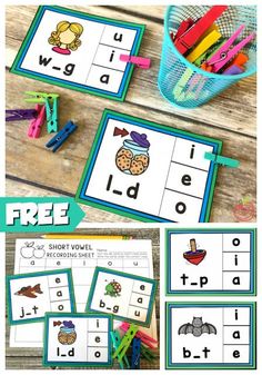 Centers In Kindergarten, Phonics Alphabet, Vowel Activities, Cvc Activities, Reading Phonics, Phonics Centers, Literacy Centers Kindergarten, Alphabet Kindergarten