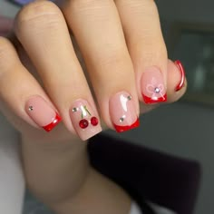 #fashion #nails #art #nailart #aesthetic #instagram Cherry Manicure, Nailart Aesthetic, Nails Hacks, Uñas Cute, Beauty Room Salon, Uñas Aesthetic, Uñas Ideas, Nail Decor, Cherry Nails