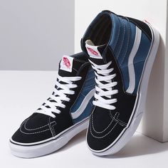 Sk8 Hi Unisex Adult SneakerDetails: Mens size listed See size chart for womens sizes Vans style# Vn000d5invy Vans Azul, Vans Sk8 Hi Platform, Estilo Vans, Tennis Girl, Sk8 Hi Vans, Vans Old School, Tenis Vans, Vans Outfit, Blue Vans