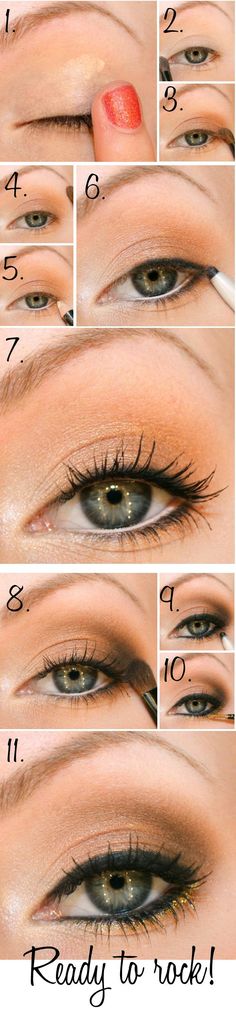 Eye Makeup Tutorial Simple, Makeup Looks Everyday, Golden Eye Makeup, Eyeshadow Step By Step, Makeup Tutorial Step By Step, Make Up Inspiration, Easy Makeup Tutorial