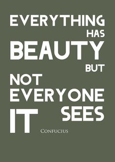 an image of a quote on beauty and it is not everyone sees it confucuss