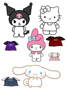 hello kitty and other cartoon characters