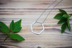 Hanging Hexagon Necklace – WAR Chest Boutique Hexagon Necklace, Healthy Work, Dainty Chain, Square Earrings, Labradorite Stone, Stone Bracelet, Geometric Shapes, Silver Earrings, Silver Necklace