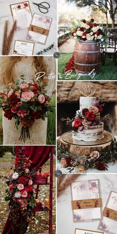 a collage of photos with flowers and cards on them, including an old barrel