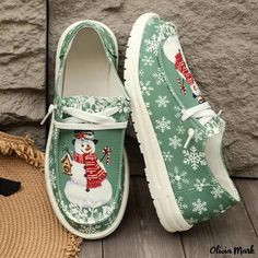 Olivia Mark - Cozy Christmas Slip-On Shoes Holiday Slippers, Ballerina Style, Snowflake Print, Comfortable Slippers, Winter Slippers, Holiday Wear, Pu Heels, Heel Slippers, Stiletto Shoes