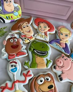 some cookies with cartoon characters on them