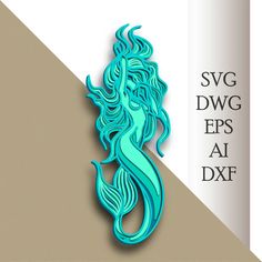 a paper cut out of a mermaid with long hair