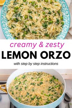 creamy and zesty lemon orzo with step by step instructions