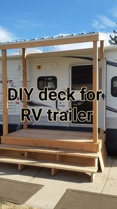 a trailer with the words diy deck for rv trailer