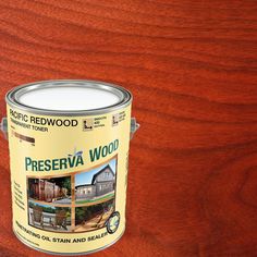 Preserva Wood 1 gal. Oil-Based Pacific Redwood Penetrating Exterior Stain and Sealer - Super Arbor Red Wood Stain, Deck Stain And Sealer, Wood Deck Stain, Outdoor Wood Projects, Exterior Wood Stain, Wood Sealer, Oil Based Stain, Stock Tank Pool, Exterior Stain