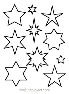 stars that have been drawn in black and white