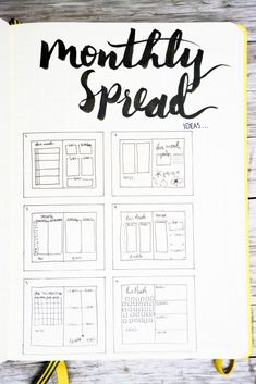 an open planner with the words, month - by - month spread written on it