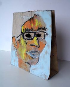 a painting of a man with glasses on it