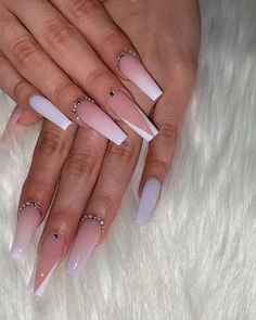 Acrylic Nails Nude, Unghie Sfumate, Ombre Acrylic Nails, White Acrylic Nails, Nails Red