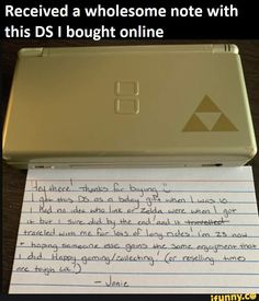 someone received a wholesome note with this ds i bought online and it was very funny