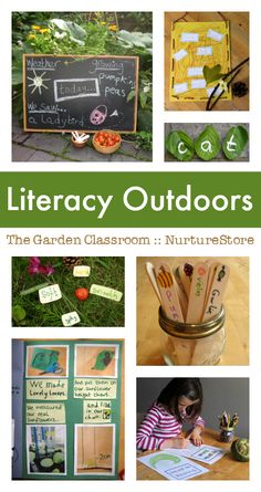 a collage of photos with the words, library outdoorss and pictures on it