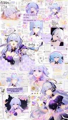 an anime character with blue hair and purple eyes