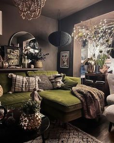 a living room filled with lots of furniture and decor