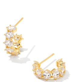 From Kendra Scott&#x2C; these earrings feature:Hoop earringsPlated brass/crystalPost closureApprox. 0.53" outside diameter closureImported. Gold Huggie Hoop Earrings, December Birthstone, Rhinestone Jewelry, Huggie Hoop Earrings, Accessories Jewelry Earrings, Dillard's, Kendra Scott, Cute Jewelry, Crystal Earrings