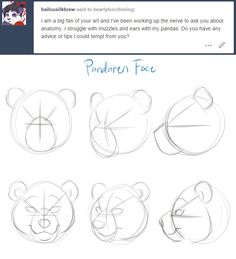 the instructions for how to draw a teddy bear's face in three different ways