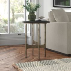 a living room scene with focus on the end table