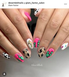 Fair Themed Nails, Horse Nail Art Designs, Western Rodeo Nails, Lainey Wilson Inspired Nails, Ghost Cowboy Nails, Country Music Nails Design, Fair Nail Art, Bright Western Nails, Neon Western Nails